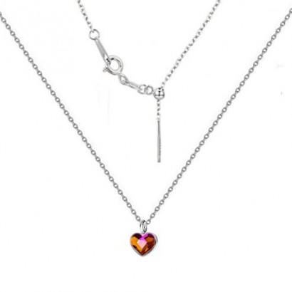 Minimalistický stříbrný náhrdelník se srdcem Crystals from Swarovski® Astral Pink