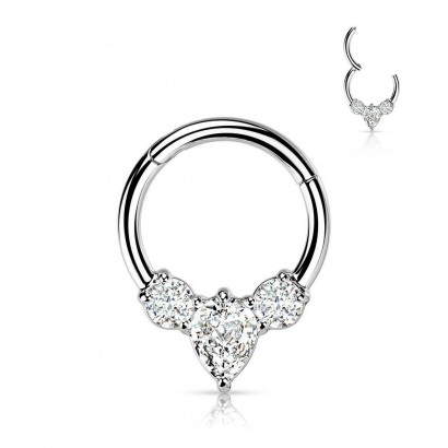 Segment kruh se zirkony, cartilage piercing 1,2 x 10 mm