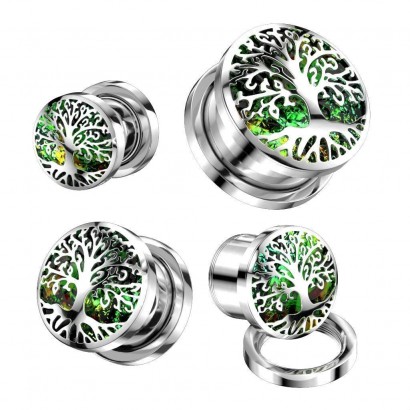 Plug do ucha s glitry - strom života (16 mm)