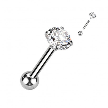 Cartilage piercing TITAN (1,2 x 6 mm, kamínek 3 mm)