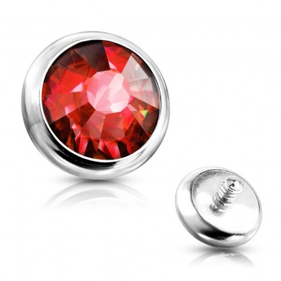 Ozdobný kamínek k mikrodermálu, průměr 4 mm, (červená)