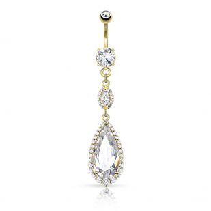 Luxusní zlacený piercing do pupíku HWN16004