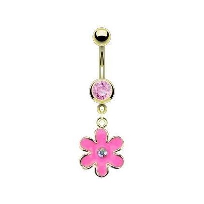 Piercing do pupíku - kytička růžová