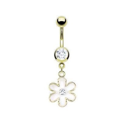 Piercing do pupíku - kytička bílá