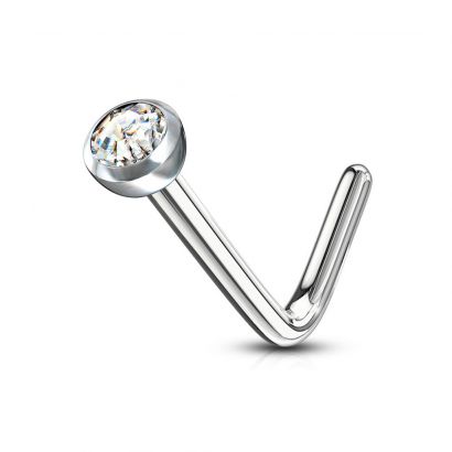 Zahnutý piercing do nosu (čirá)