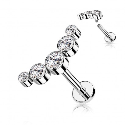 Piercing do brady se zirkony (1,2 x 8 mm)