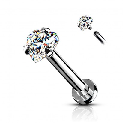 Piercing do brady labreta / cartilage čiré srdíčko (1,2 x 8 mm)