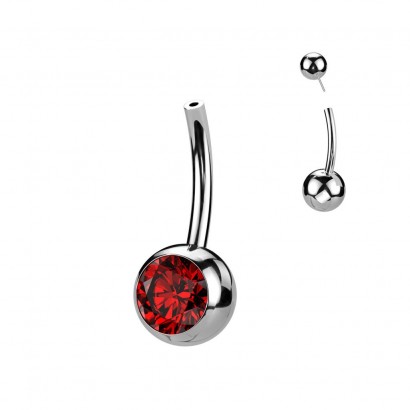 PUSH IN piercingu do pupíku TITAN (červená)