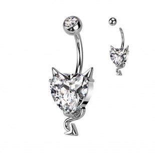 Piercing do pupíku - srdce s čertovskými rohy