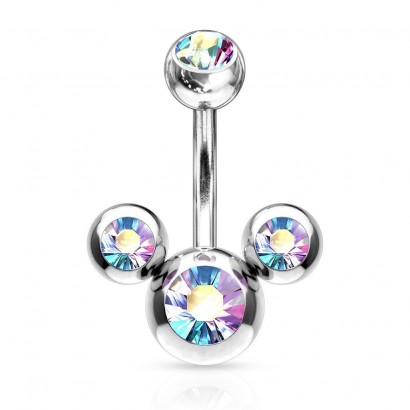 Piercing do pupíku - banánek mickey duhový