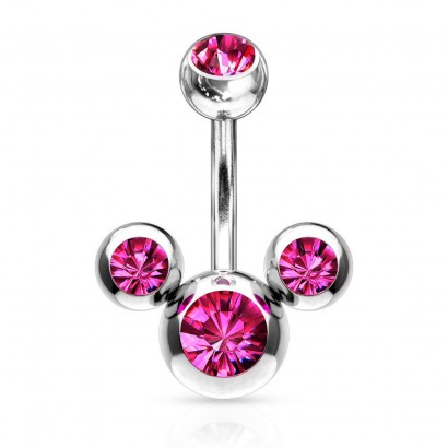 Piercing do pupíku - banánek mickey růžový