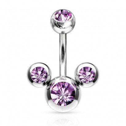 Piercing do pupíku - banánek mickey fialový