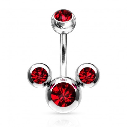 Piercing do pupíku - banánek mickey červený