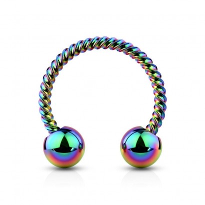 Duhový piercing podkova vroubkovaná 1,2 x 8 mm