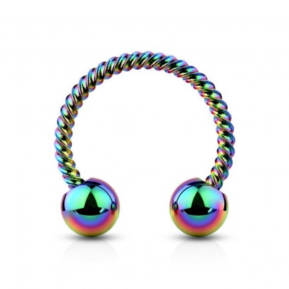 Duhový piercing podkova vroubkovaná 1,2 x 10 mm