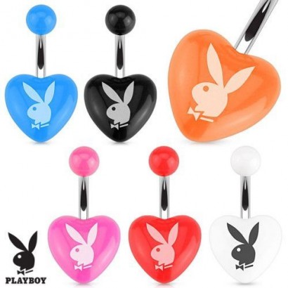 Piercing do pupíku srdce Playboy (růžové)