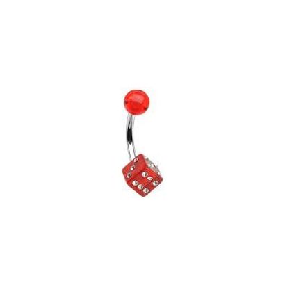 Piercing do pupíku s kostkou se zirkony