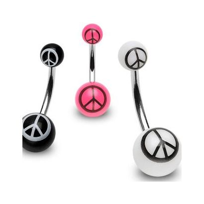 Piercing do pupíku s akrylátovými kuličkami peace