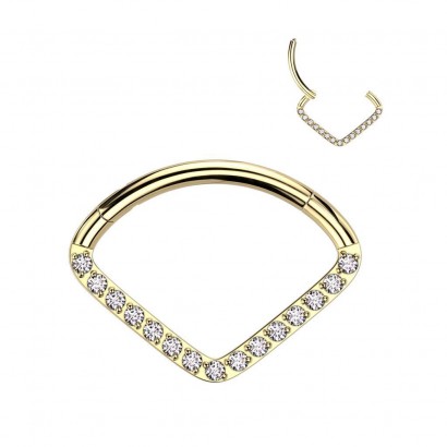 Zlacený piercing septum / helix / cartilage TITAN 1,2 x 8 mm