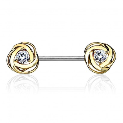 Piercing do bradavky chirurgická ocel gold