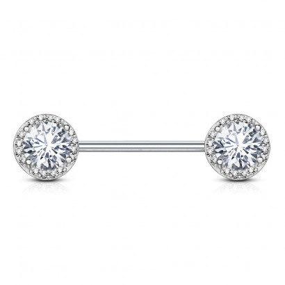 Piercing do bradavky chirurgická ocel se zirkony
