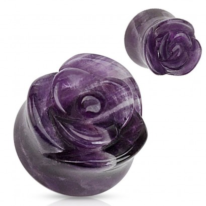 Plug do ucha - nerost ametyst (průměr 14 mm)