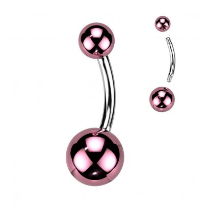 Piercing do pupíku - banánek lesklý (růžový)