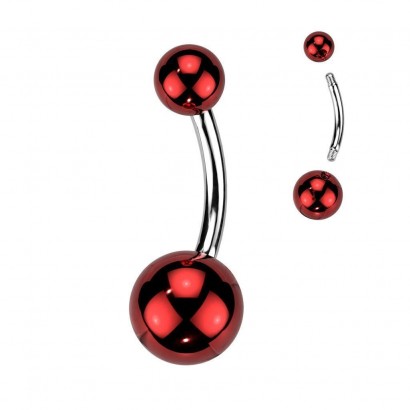 Piercing do pupíku - banánek lesklý (červený)