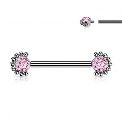 Piercing do bradavky z titanu (růžový)