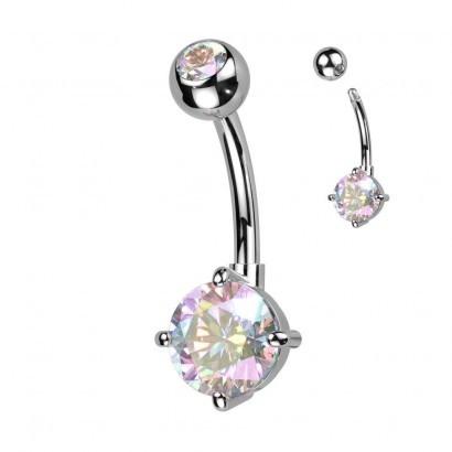 Piercing do pupíku s kulatým kamenem (vitrail medium)