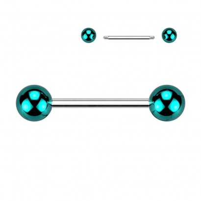 Piercing do jazyka s lesklými kuličkami (modrý)
