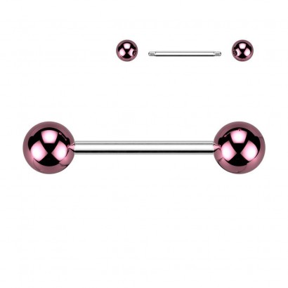 Piercing do jazyka s lesklými kuličkami (růžový)