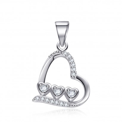 Stříbrný přívěsek srdíčko se zirkony