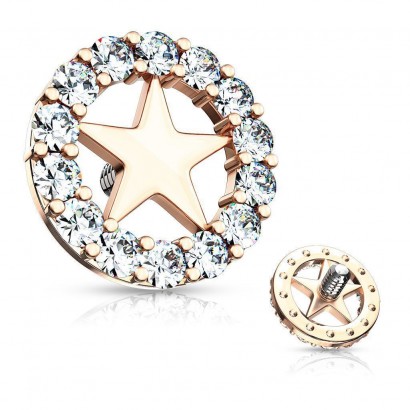 Microdermal hvězda - ozdobná část (zlacená rose gold)