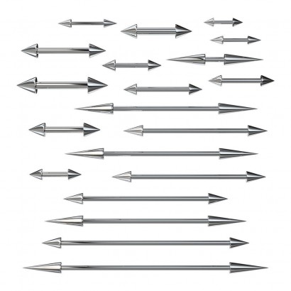Piercing chirurgická ocel činka s hroty (1,2 x 8 x 3/4)