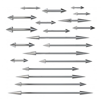 Piercing chirurgická ocel činka s hroty (2,0 x 16 x 5/5)
