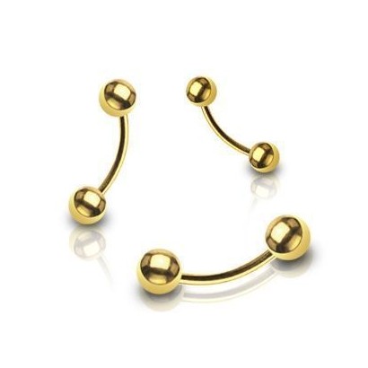 Piercing do obočí - pozlacený (1,2 x 6 mm)