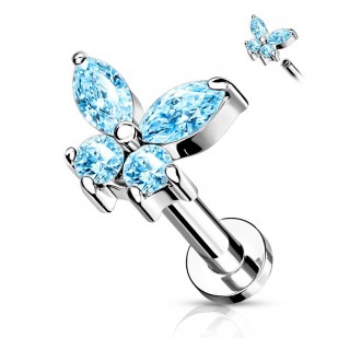 Labreta /  helix / tragus piercing -  motýlek tyrkysový