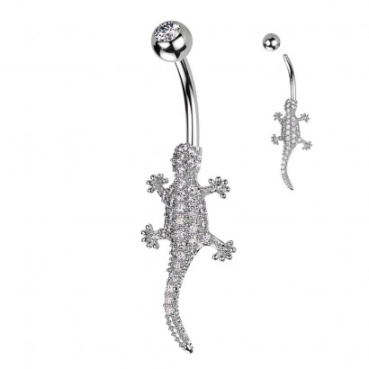 Piercing do pupíku - ještěrka stříbrná