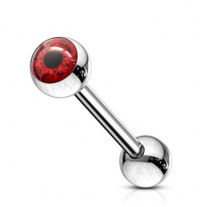 Piercing do jazyku - oko červené