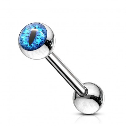 Piercing do jazyku - oko modré