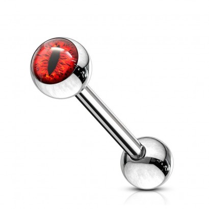 Piercing do jazyku - oko červené