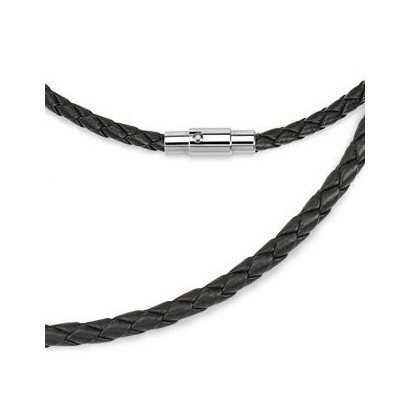 Kožená splétaná šňůrka černá (40 cm)