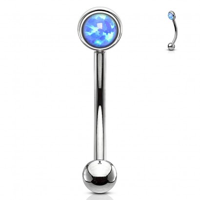 Piercing do obočí, modrý opál (1,2 x 8 mm)