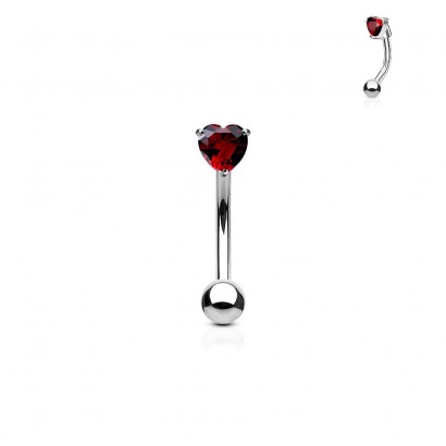 Piercing do obočí - zirkon (červená)