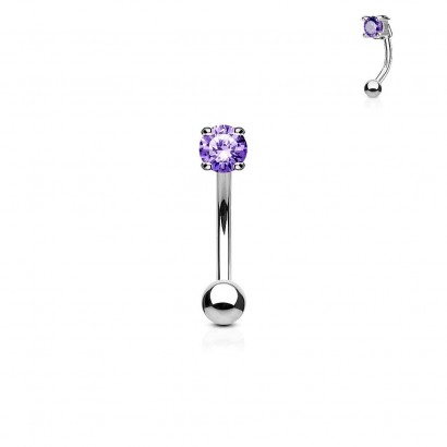 Piercing do obočí - zirkon (fialový)