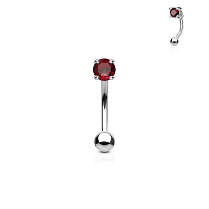 Piercing do obočí - zirkon (červený)