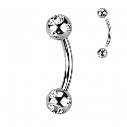 Piercing do obočí - kulička s kamínky (čirá)