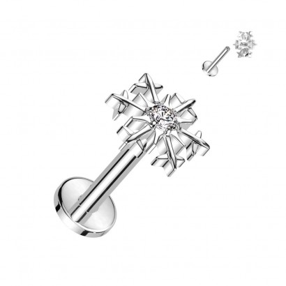 Piercing do brady / ucha TITAN vločka (1,2 x 6 mm)