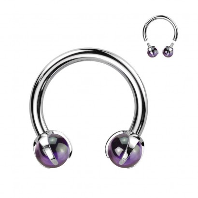 Piercing - podkova TITAN kuličkami z přírodního kamene